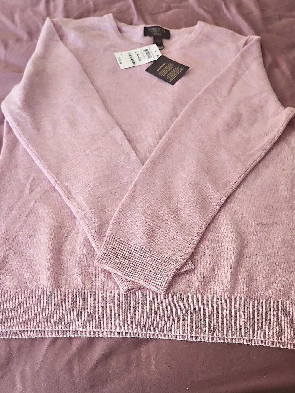 Cashmere Charcoal V-Neck in Pink Size Large NWT